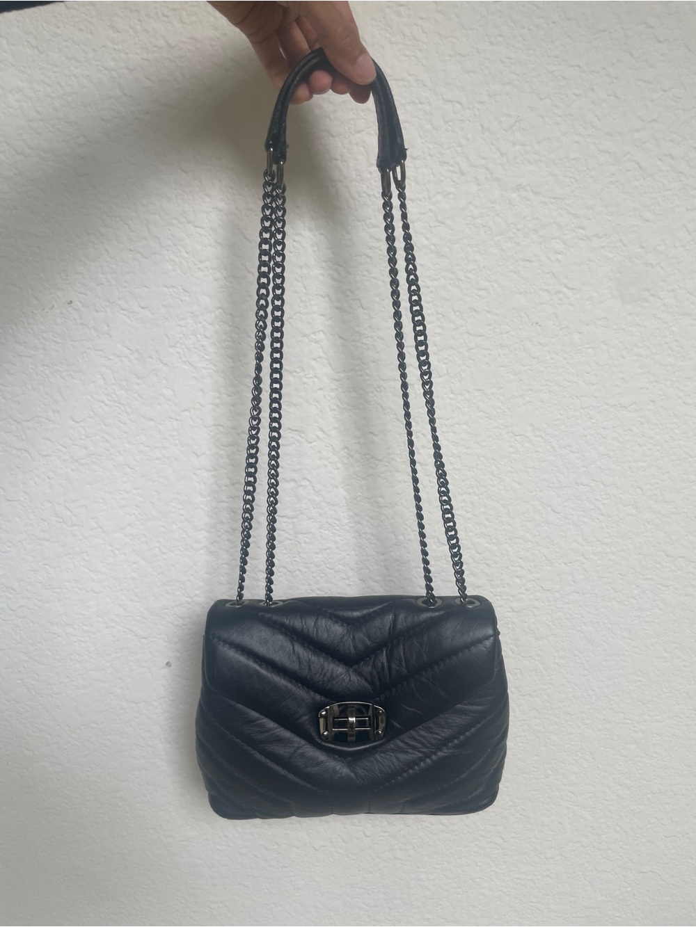 Quilted Italian Shoulder Bag with Turn-Lock Closure by Divina Firenze
